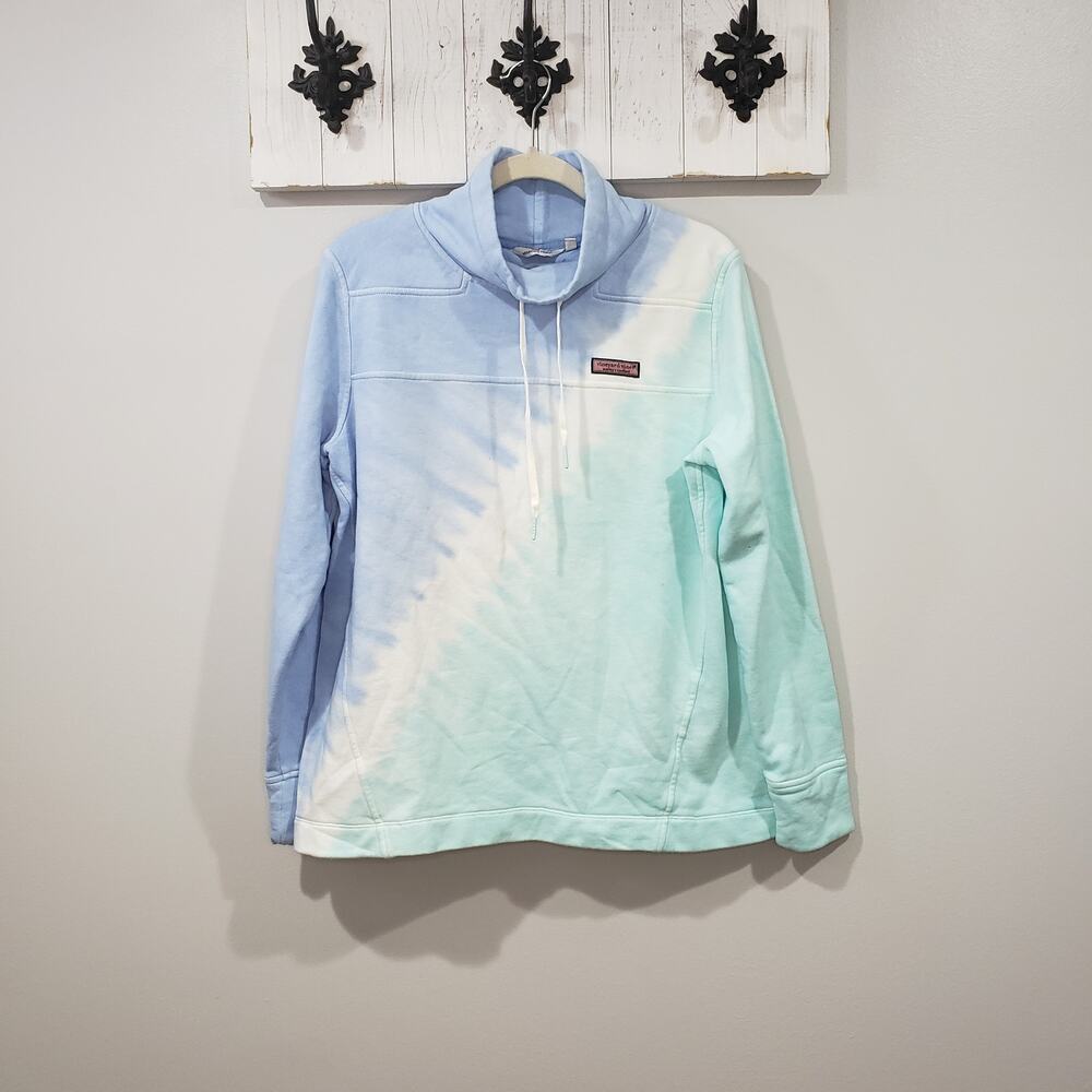 Vineyard Vines Wave Tie Dye Funnel Neck Sweatshirt S